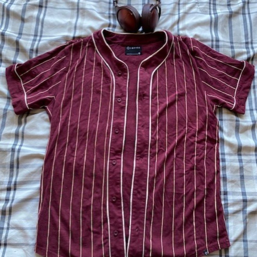 Empire Red Pinstripe Button Tee